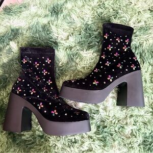 Black jeweled Betsey Johnson boots